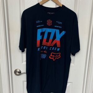 Fox Men's Navy and Red Graphic Tee XL